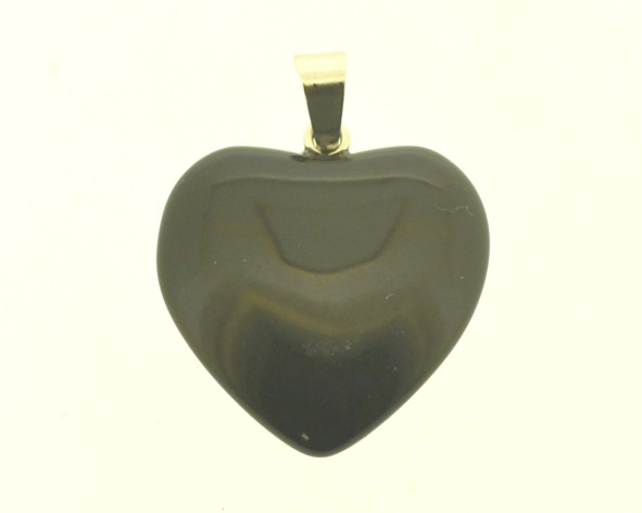 Pingente coração ágata preta - 2 cm (un) PO-46